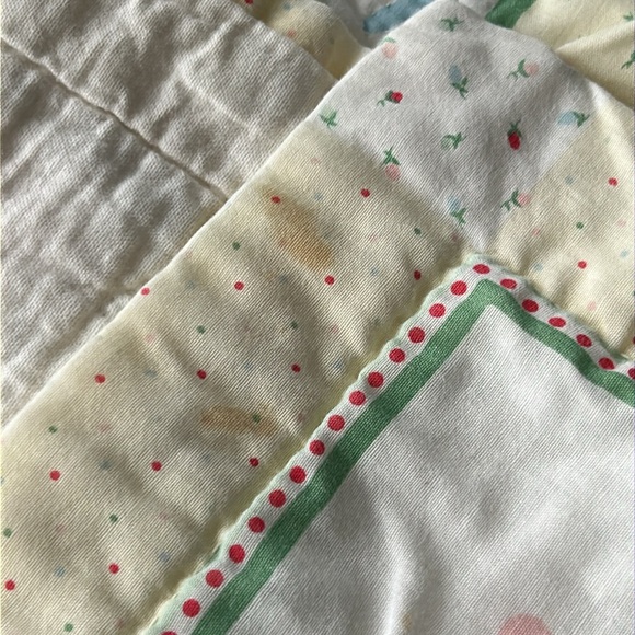 Vintage Nursery Baby Quilt Featuring Bear Cat Dog And Rabbit Rocking Horse Trim - Picture 9 of 16